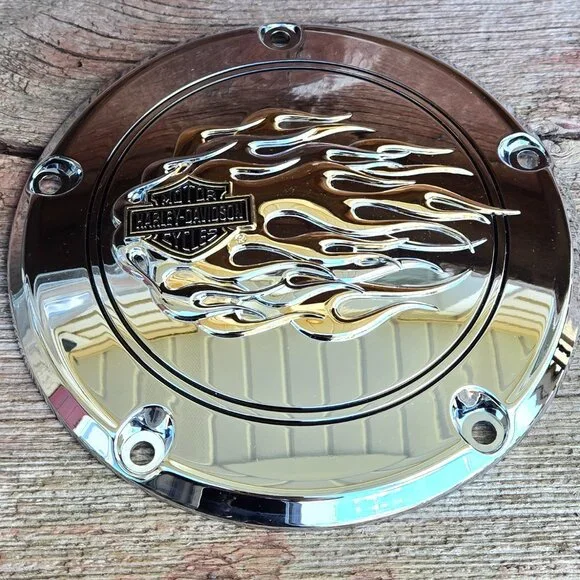 Genuine Harley-Davidson Flames Derby Cover 25334-99A Motor Cycles 5 Hole (NWT) - Picture 6 of 7